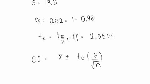construct-a-98-confidence-interval-to-estimate-the-population-mean-when-x61-and-s-133-for-the-sample-sizes-below-an19-b-n45-cn59-a-the-98-confidence-interval-for-the-population-mean-when-n-1-90464