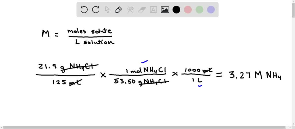 SOLVED: In the laboratory you dissolve 21.9 g of ammonium chloride in a ...