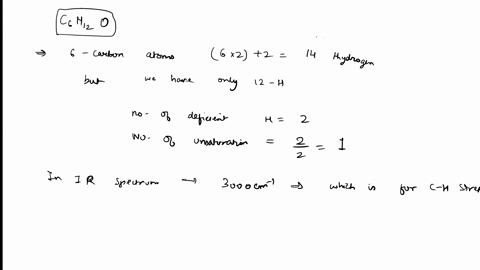 an-unknown-compound-has-the-formula-c6h12o-elucidate-the-structure-by-scrutinizing-its-ir-1h-nmr-and-13c-nmr-spectra-shown-below-explain-on-how-you-arrive-at-your-answer-78822