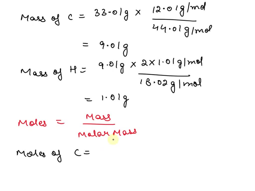 SOLVED: Combustion analysis of a hydrocarbon produced 33.01 g of CO2 ...