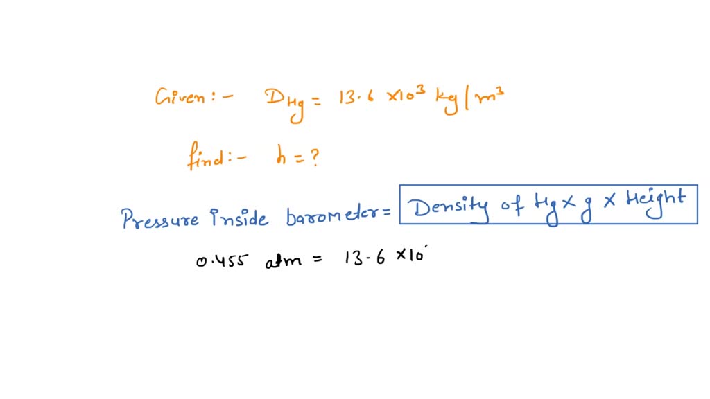 SOLVED (4 points) A traditional mercury barometer consists of a vertical tube that is open at