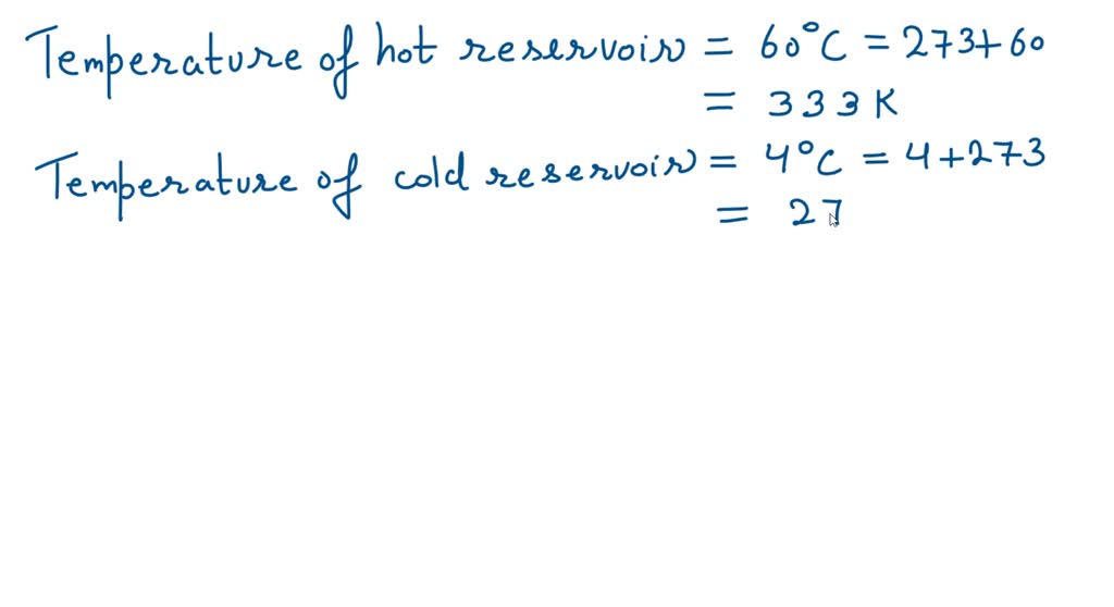 SOLVED: A heat pump operates on the Carnot cycle between 4°C and 700°F ...