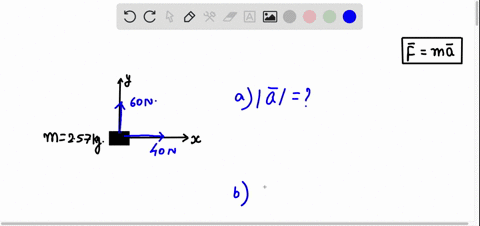 only-two-forces-act-on-an-object-mass257-kg-as-in-the-drawing-find-a-the-magnitude-and-b-the-direction-relative-to-the-x-axis-of-the-acceleration-of-the-object-a-number-units-b-number-units-86746