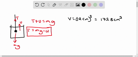 5a-cube-that-has-12-cm-edge-and-31xl0-kgm-density-is-immersed-in-water-and-suspended-by-a-string-setup-with-a-diagram-that-shows-the-forces-acting-on-the-cube-write-down-the-force-equation-c-30502