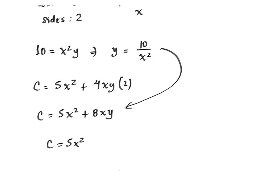 SOLVED An opentop box is to have a square base and a volume of 10 mÂ³
