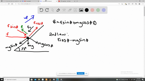 in-fig-6-62-a-50-kg-block-is-sent-sliding-up-a-plane-inclined-at-theta37circ-while-a-horizontal-force-vecf-of-magnitude-50-mathrmn-acts-on-it-the-coefficient-of-kinetic-friction-between-block-and-pl-2