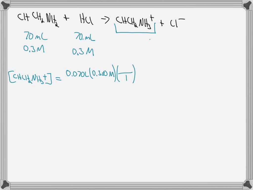 A 70.00mL solution of 0.30 M in CHCH2NH2 is titrated with 0.30 M HCI ...