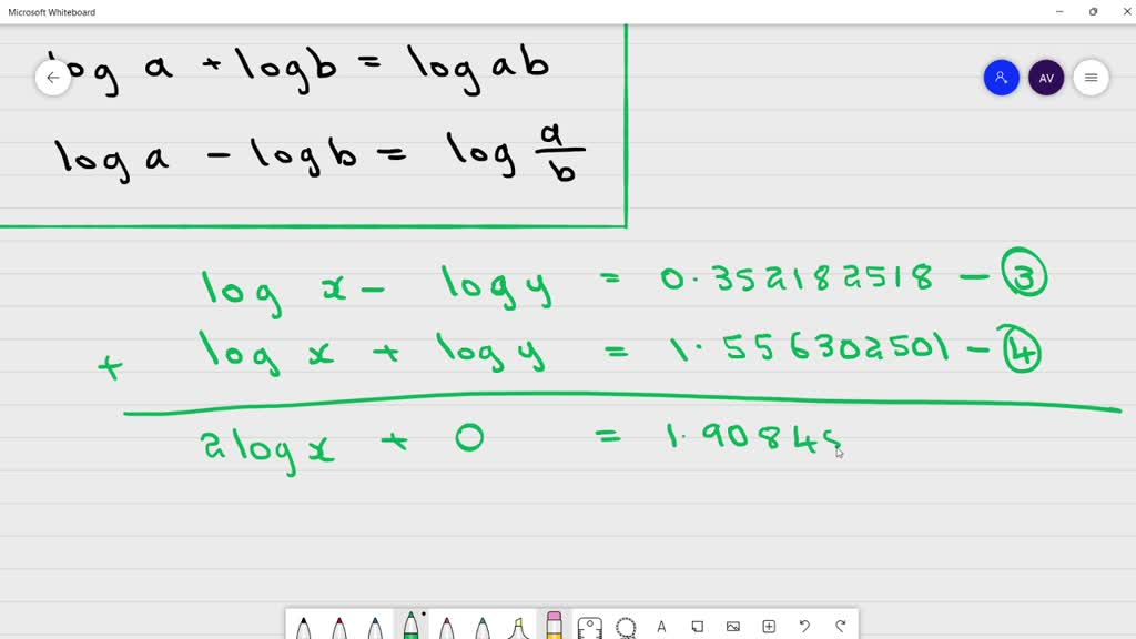 solved-the-logarithms-of-the-quotient-and-the-product-of-two-numbers