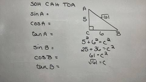 find-sin-a-cos-a-tan-a-and-sin-b-cos-b-and-tan-b-in-right-triangle-abc-with-c-90-given-the-following-information-b-5-and-c-6