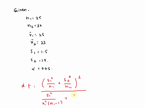 find-the-critical-values-t0-to-test-the-claim-that-1-2-two-samples-are-random-independent-and-come-from-populations-that-are-normal-the-sample-statistics-are-given-below-assume-that-variance-20096