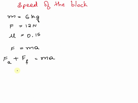 a-6-kg-block-initially-at-rest-is-pulled-to-east-along-a-horizontal-surface-with-coefficient-of-kinetic-friction-k015-by-a-constant-horizontal-force-of-12-n-find-the-speed-of-the-block-after-44008