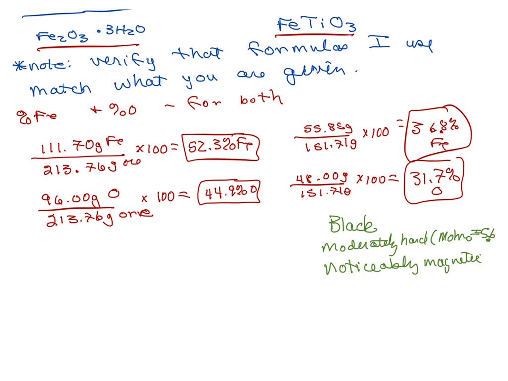 SOLVED: give iron and oxygen compositions,chemical formula,chemical and ...