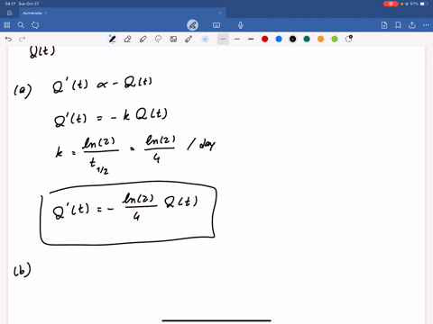 the-half-life-of-a-radioactive-substance-is-4-days-let-qt-denote-the-quantity-of-the-substance-left-after-t-days-a-write-differential-equation-for-qt-q-b-find-the-time-required-for-a-given-a-16807