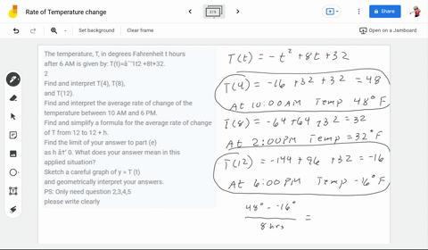 the-temperature-t-in-degrees-fahrenheit-t-hours-after-6-am-is-given-by-tt1t2-8t32-2-find-and-interpret-t4-t8-and-t12-find-and-interpret-the-average-rate-of-change-of-the-temperature-between-75177