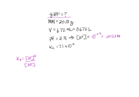 how-many-grams-of-the-weak-acid-hf-molar-mass-2001-gmole-does-it-take-to-prepare-672-ml-of-a-solution-that-has-ph-291-ka-hf-71-x-10-4-please-give-the-answer-to-2-decimal-places