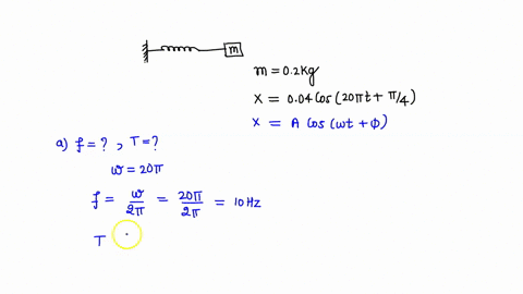 an-object-with-mass-of-02-kg-attached-t0-spring-exhibits-simple-harmonie-motion-according-to-the-equation-x-004cos-20nt-4-find-the-frequency-and-the-period-of-the-oscillation-find-the-veloci-92008
