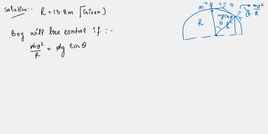 SOLVED A boy is initially seated on the top of a hemispherical ice