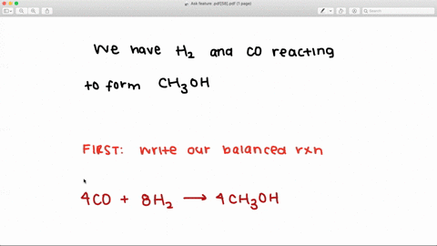 under-appropriate-experimental-conditions-h2-and-co-undergo-a-combination-reaction-to-form-ch3oh-the-drawing-on-the-right-represents-a-sample-of-h2-make-a-corresponding-drawing-of-the-co-needed-to-rea
