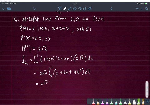 compute-the-value-of-the-line-integral-xy-ds-c-is-the-path-starting-from-12-moving-along-the-line-yx-to-34-then-counter-clockwise-around-the-circle-x-y-25-ending-at-50-note-parameterizing-re-62013
