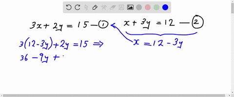 solve-the-following-system-of-equations-using-the-method-of-substitution-3x-2y-15-x-3y-12-23185