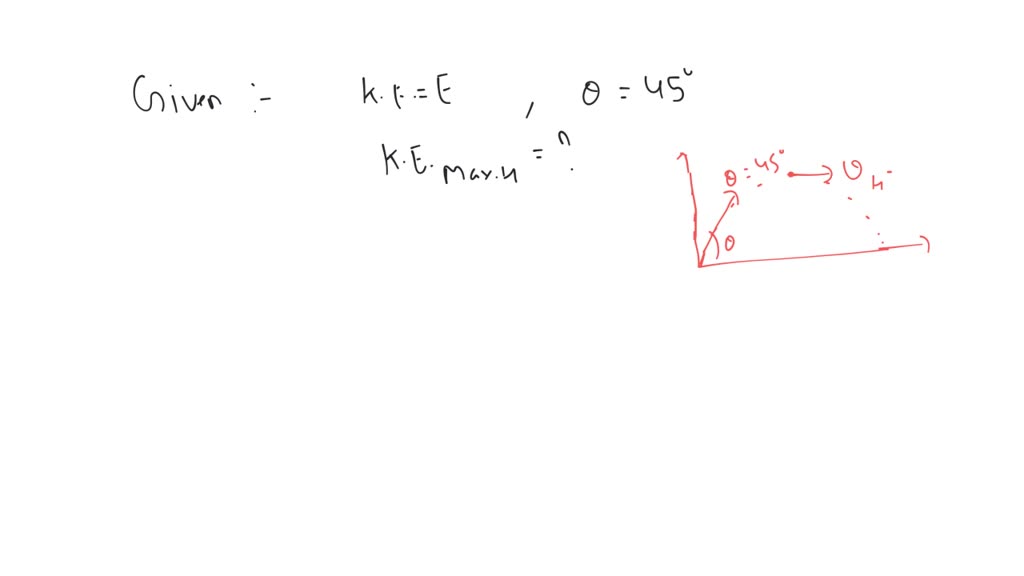 "A ball is projected with energy E at an angle of 45 to the