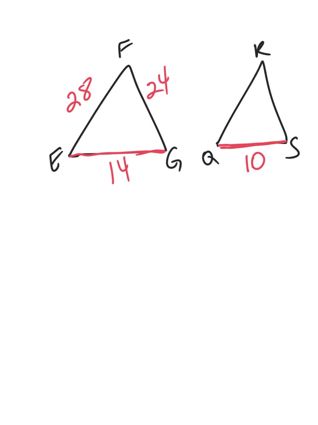 SOLVED 3. Triangles EFG and QRS are similar. The length of the sides