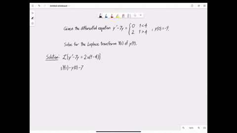 consider-the-differential-equation-t-4-y-7y-8-t4-y0-9-find-the-laplace-transform-ys-of-yt-ys-30221