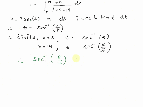 evaluate-the-definite-integral-using-the-given-integration-limits-and-the-limits-obtained-by-trigonometric-substitution_-dx-x2-49-the-given-integration-limits-8-14-b-the-limits-obtained-by-t-06248