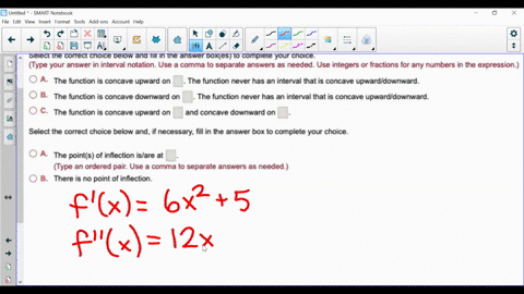 find-the-largest-open-intervals-on-which-the-function-is-concave-upward-concave-downward-and-find-the-location-of-any-points-of-inflection-flx-2x_-sx-3-select-the-correct-choice-below-and-fi-97952