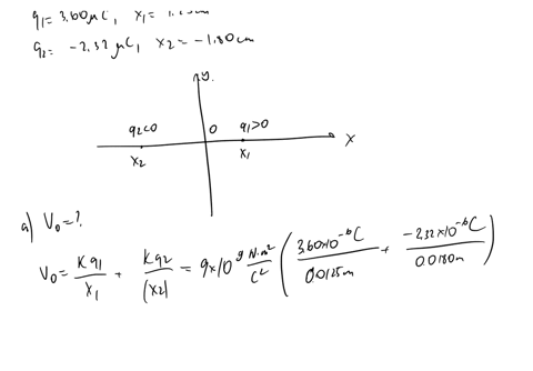 two-charged-particles-are-located-on-the-x-axis-the-particle-with-charge-q1-360-c-is-located-at-x1-125-cm-and-the-particle-with-charge-q2-232-c-is-located-at-x2-180-cm-a-determine-the-total-87556
