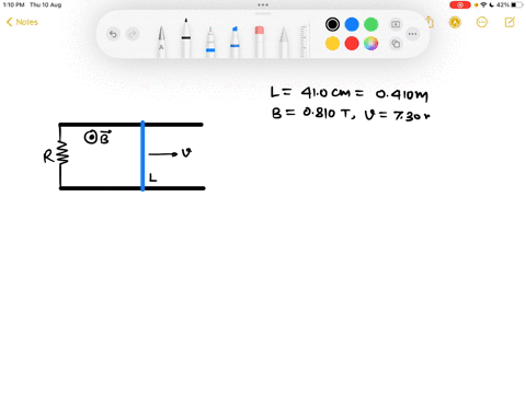 an-l-410-cm-wire-is-moving-to-the-right-at-a-speed-of-v-730-mls-across-two-parallel-wire-rails-that-are-connected-on-the-left-side_-as-shown-in-the-figure_-the-whole-apparatus-is-immersed-in-92163
