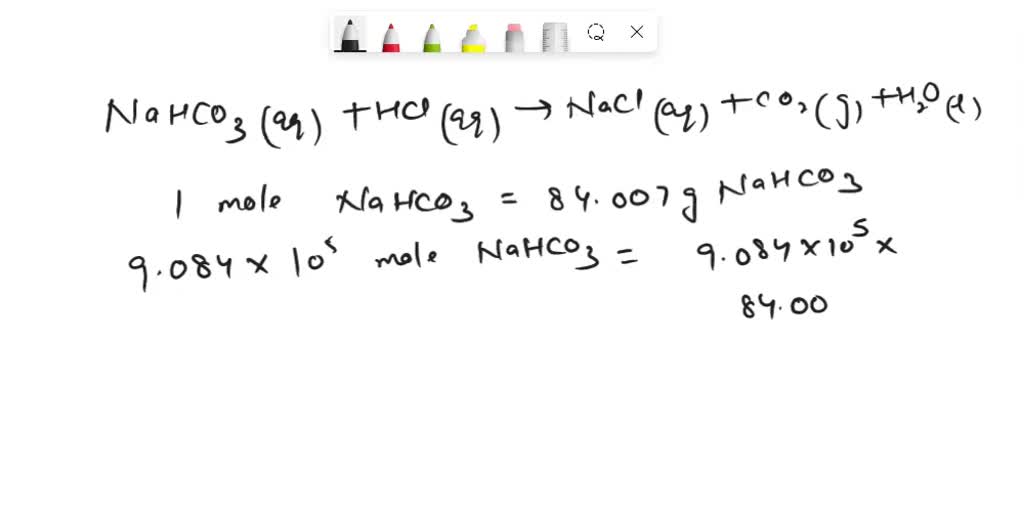 SOLVED Compound Chemical Reaction sodium bicarbonate NaHCO3(aq) + HCl
