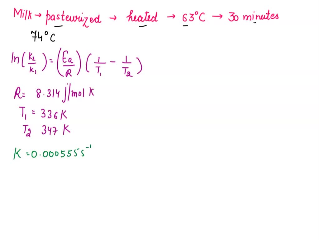 SOLVED: Milk is pasteurized if it is heated to 63 Â°C for 30 min; but ...