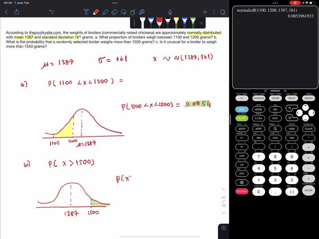 SOLVED According to the weights of broilers