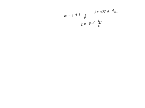a-mass-m-1412kg-is-connected-to-a-spring-k-3736n-m-and-experiences-velocity-dependent-damping-of-the-form-fdamp-560nsmv-the-mass-is-restricted-to-move-along-the-x-axis-the-mass-is-attached-t-21513