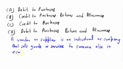 1-a-return-of-merchandise-to-the-vendor-results-in-a-a-debit-to-purchases-b-credit-to-purchases-returns-and-allowances-c-credit-to-purchases-d-debit-to-purchases-returns-and-allowances-64196