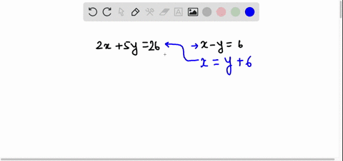 solve-the-simultaneous-equations-by-substitution-2x-5y-26-x-y6-94447