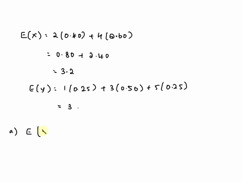 60-suppose-that-x-and-y-are-independent-random-variables-having-the-joint-probability-distribution-010-015-020-030-010-015-find-e2x-3y-exy-29225