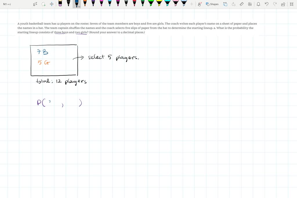 SOLVED A youth basketball team has 12 players on the roster. Seven of