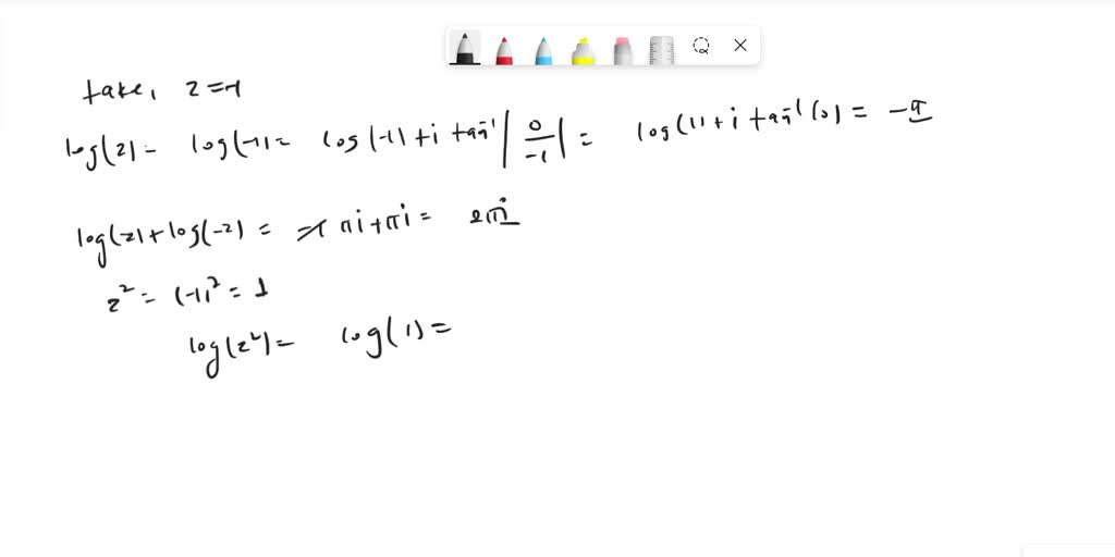 SOLVED For any complex number z, log z + log z = log z^2 always satisfied, but log z + log z
