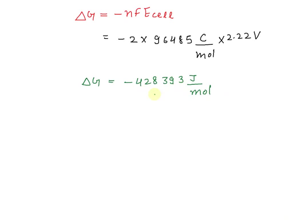 SOLVED Be sure to answer all parts. Calculate E o , E, and Δ G for the