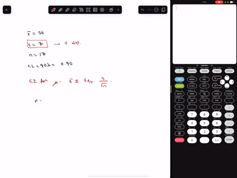 use-the-sample-information-xx-36-7-n-17-to-calculate-the-following-confidence-intervals-for-assuming-the-sample-is-from-a-normal-population-a-90-percent-confidence-round-your-answers-to-4-de-54211