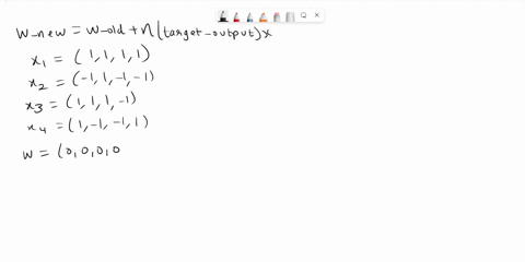 using-the-perceptron-learning-rule-find-the-weights-required-to-perform-the-following-classifications-vectors1111-and-11-1-1-are-members-of-the-class-and-therefore-have-target-value-1-vector-75366