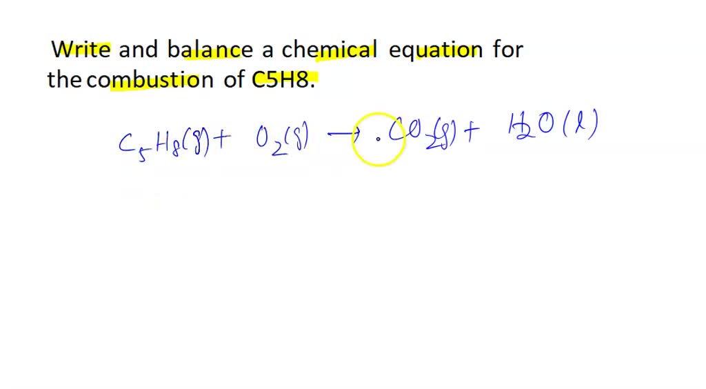 SOLVED: Combustion 1. a) Write and balance a chemical equation for the ...