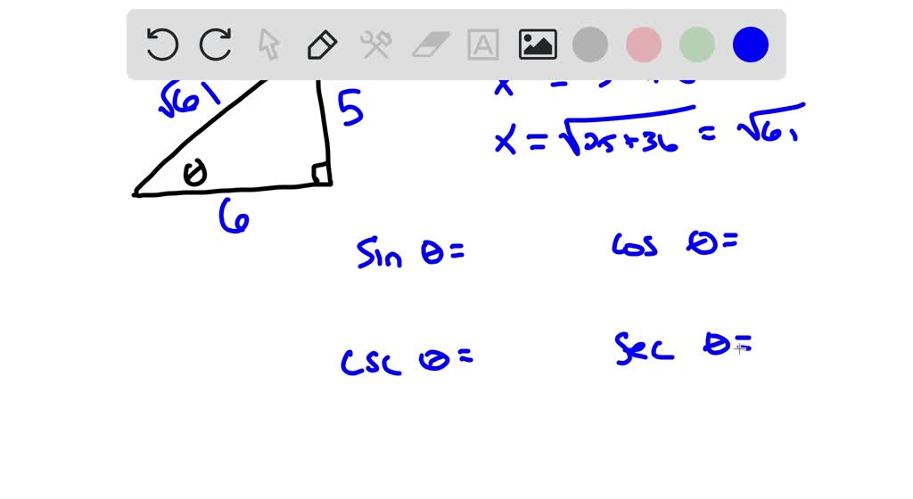 SOLVED: Sketch a triangle that has acute angle θ, and find the other