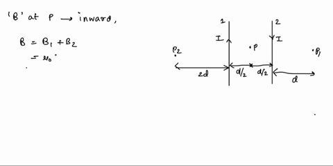 the-figure-below-shows-two-wires-carrying-currents-of-i-450-in-opposite-directions-separated-by-distance-d-assume-d-117-cm-2-find-the-magnitude-in-ut-and-direction-of-the-net-magnetic-field-75931