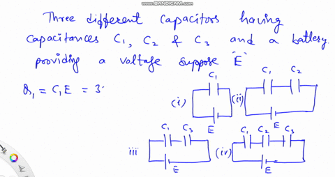 consider-three-capacitors-c1-c2-and-c3-and-a-battery-if-only-c1-is-connected-to-the-battery-the-charge-on-c1-is-320-c-now-c1-is-disconnected-discharged-and-connected-in-series-with-c2-when-t-69635