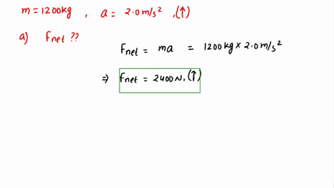 a-1200-kg-elevator-accelerates-upward-at-a-rate-of-20-ms2-a-what-is-the-net-force-on-the-elevator-b-what-is-the-weight-of-the-elevator-c-what-is-the-tension-in-the-elevator-cable-81732
