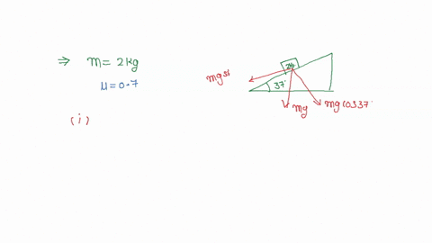 a-block-of-mass-2-kg-is-placed-on-a-plane-inclined-at-an-angle-of-37-degree-with-the-horizontal-the-coefficient-of-friction-between-the-block-and-the-surface-is-07-i-what-will-be-the-frictional-force-