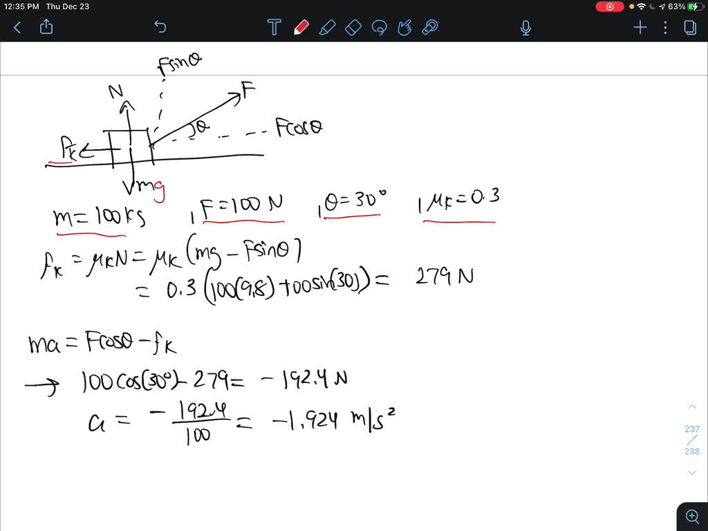 SOLVED A 100 kg cart is moving along a rough horizontal surface with